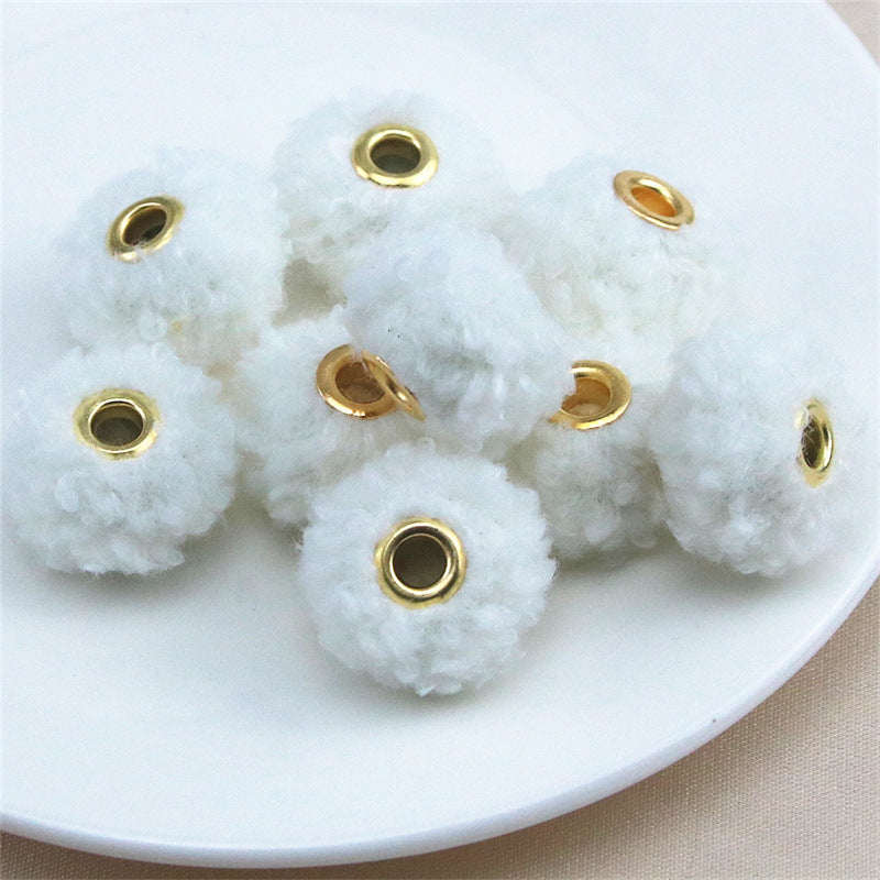 Wholesale 10PCS Straight Hole Teddy Fur Ball Beads Loose Beads Fabric Accessories